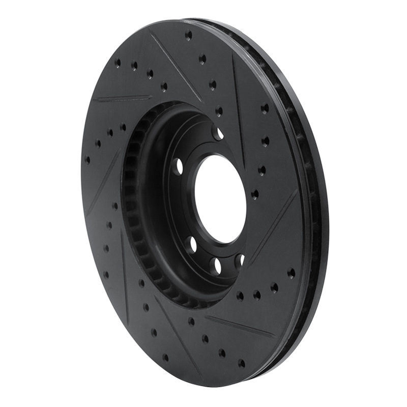 Cadillac BLS Brake Rotor (1) - Front Left - R1 Concepts - Drilled & Slotted - Black - `03-`11